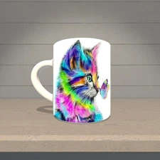 Cat, butterfly mug  Birthday gift, For Women Men Ceramic Mug cute 