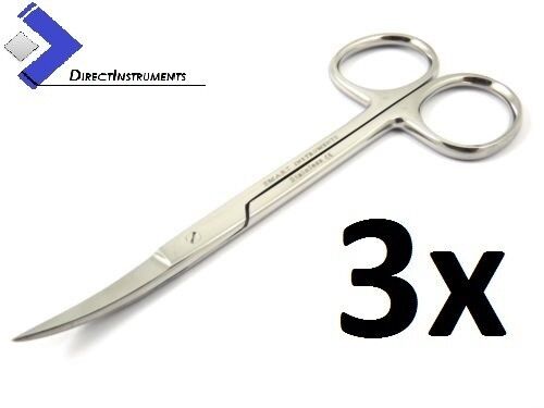 X3 Dental Iris Scissor Curved 4.5" Veterinary Dermatologic Surgery Tissue Shears - Picture 1 of 1