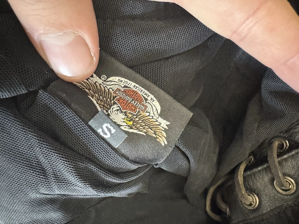 Top/suporte/S vintage feminino Harley Davidson couro cravejado floral - Imagem 3 de 4