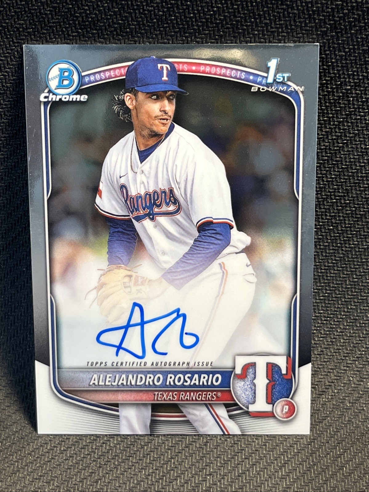 2025 BOWMAN CHROME ALEJANDRO ROSARIO 1ST CHROME AUTO TEXAS RANGERS