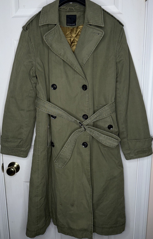 Marissa Webb Trench Coat Overcoat Raincoat Women Sz 14 Olive Insulated Jacket