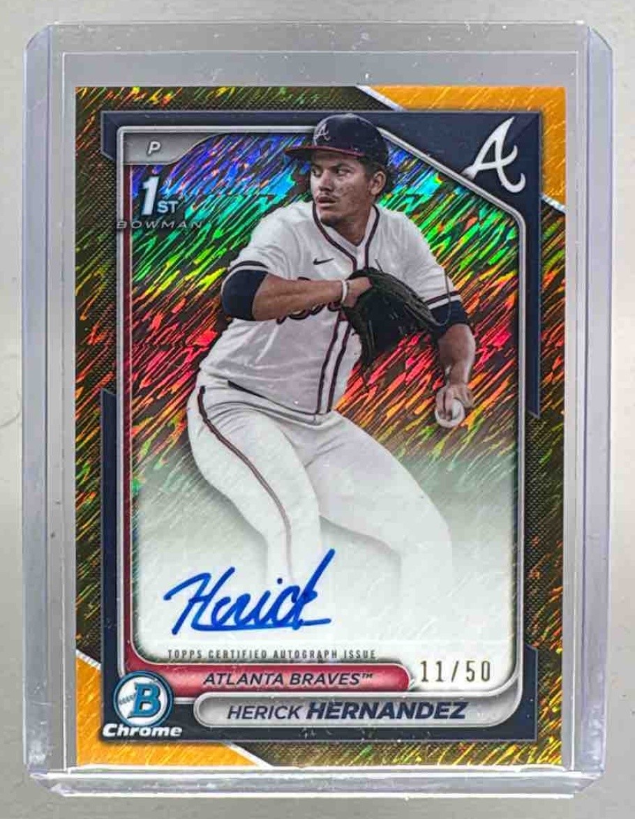 Herick Hernandez 2024 Bowman Chrome Draft Gold Shimmer Refractor Auto 1st RC /50