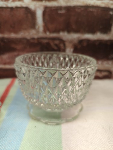 Vintage Indiana Glass Diamond Point Fairy Lamp Light Clear - Picture 3 of 10