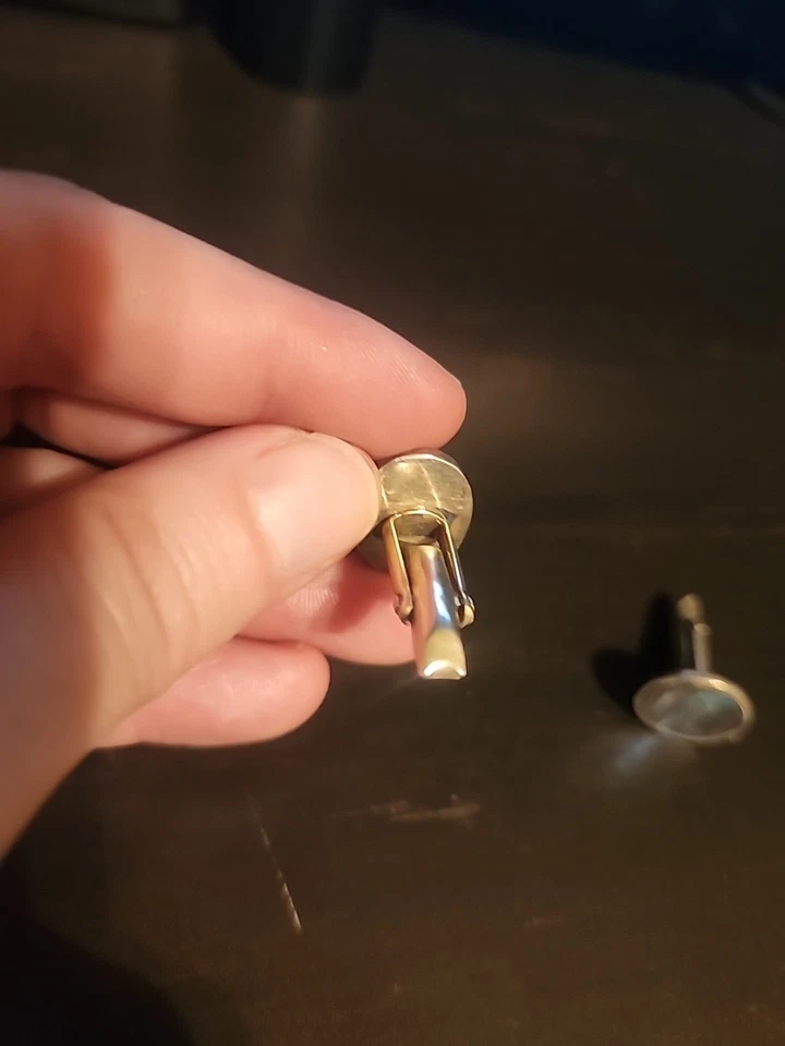 Gemelos vintage de plata y abulón Foto 3 de 4