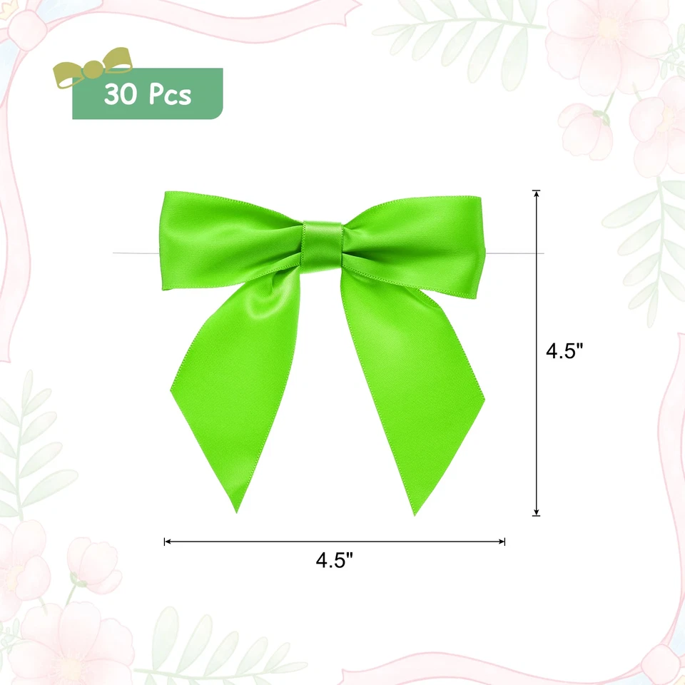 30 piezas arcos preatados arcos de cinta de satén 4,5" lazos torcidos arcos de regalo verde brillante Foto 2 de 4