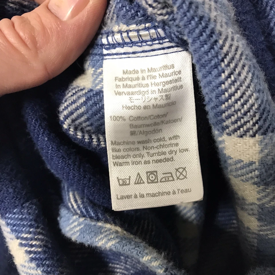 Wallace & Barnes Long Sleeve Heavy Flannel Shirt  Plaid Mens Size Medium Blue - Image 4 of 4