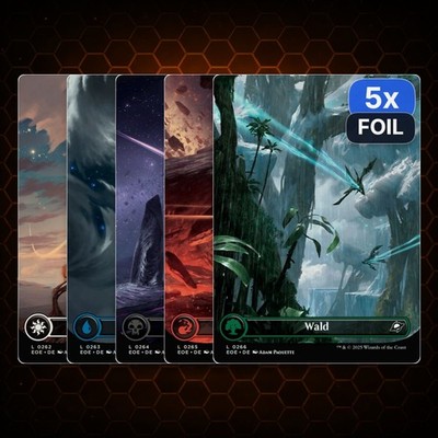 MTG - Edge of Eternities Full Art Basic Lands (5 cards). - *FOIL* - Deutsch - NM