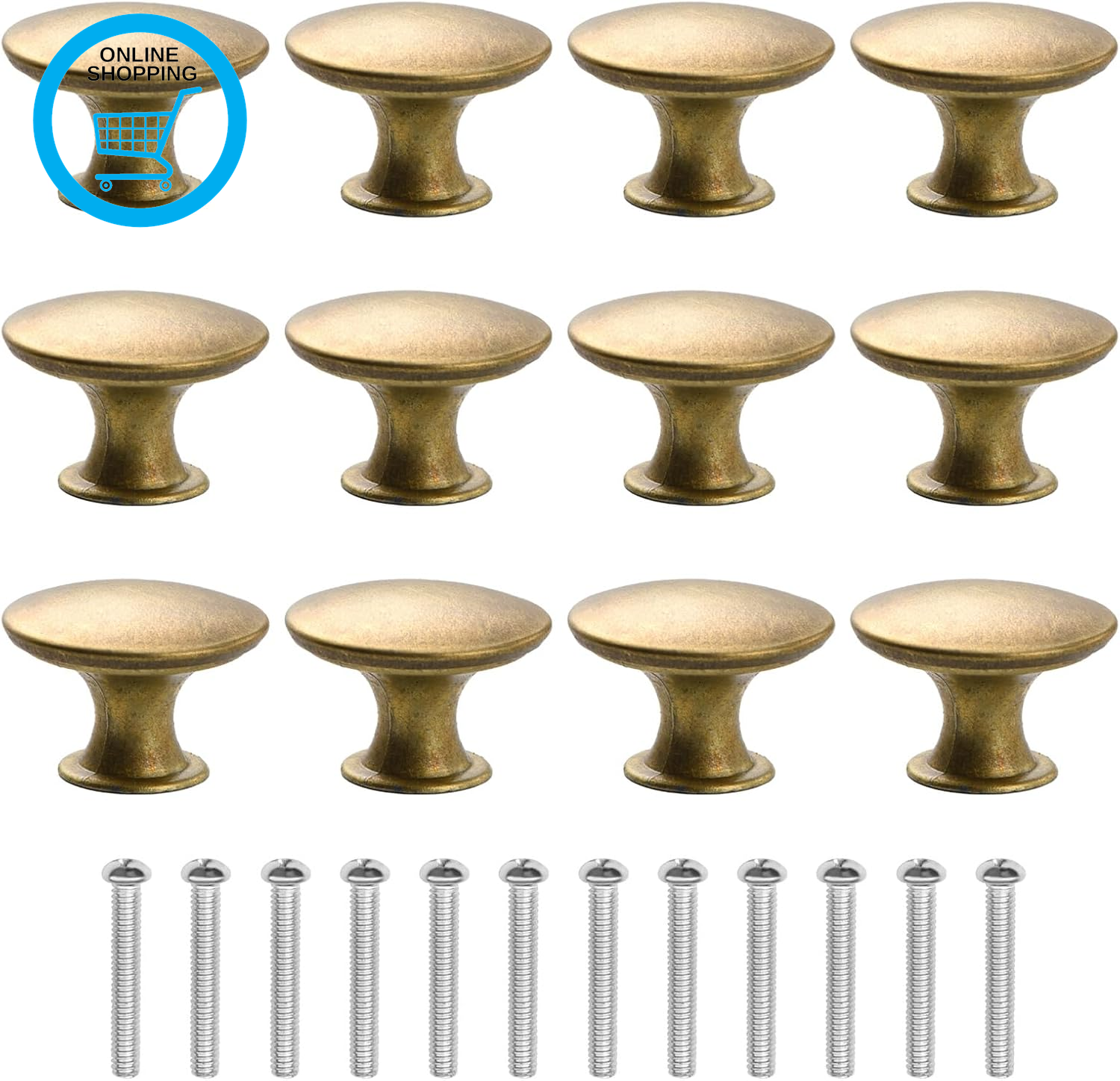 12Pcs Drawer Knobs, 30Mm round Cabinet Door Knobs, Cupboard Handles Knob, Antiqu