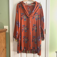 Lisa Corti Dress Women’s Kurta Ibisco Tunic Coverup Rust Floral Women's Large