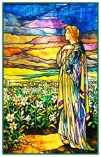 Tiffany Angel Field of Lilies from Stained Glass Counted Cross Stitch Pattern