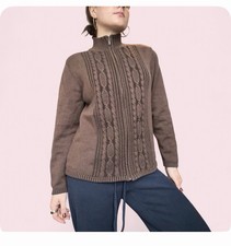 Karen Scott Womens Brown Cable-Knit Full Zip ...