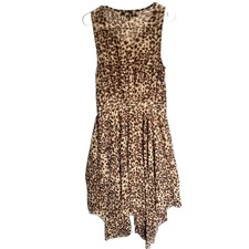 VTG Junglecore Jane Sheet Mesh Overlay Fairy Hem Cheetah Dress Womens M Y2k