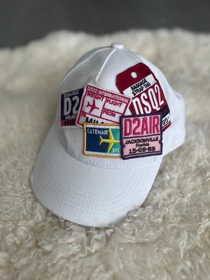 Dsquared2 White Multi Patch Airlines Baseball Cap Hat Dean & Dan Travel Service