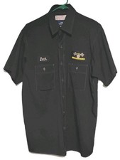 Blue, Large Short Sleeve Work Shirt Cintas Comfort Flex Checkered Flag