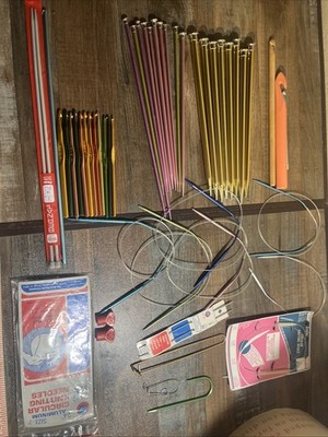 Crochet Hooks Lot Knitting Needles Assorted Boye Bates Wood Aluminum Plastic