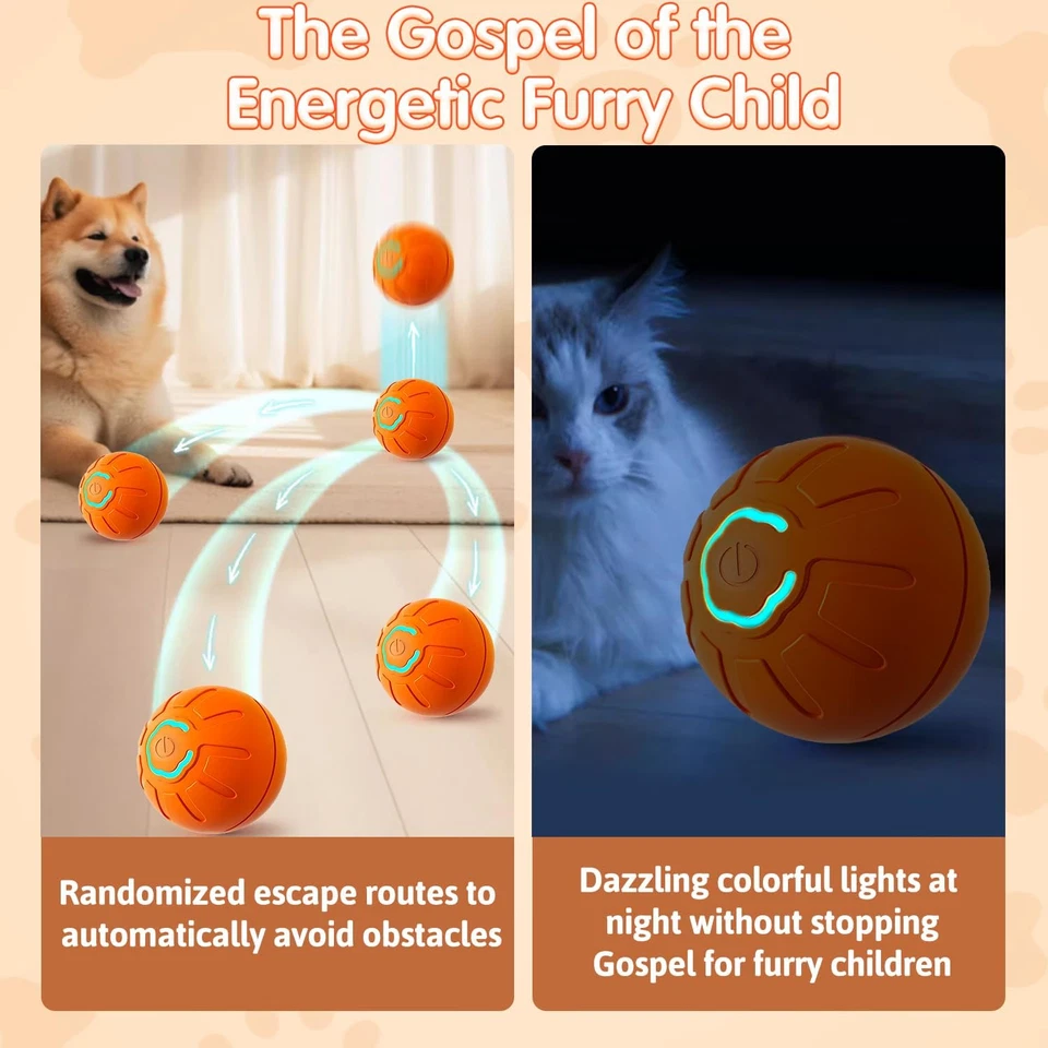 Giochi per Cani, 2025 Nuova Palla per Cani Con Luce LED, Ricaricabile Giochi Int - Immagine 2 di 4