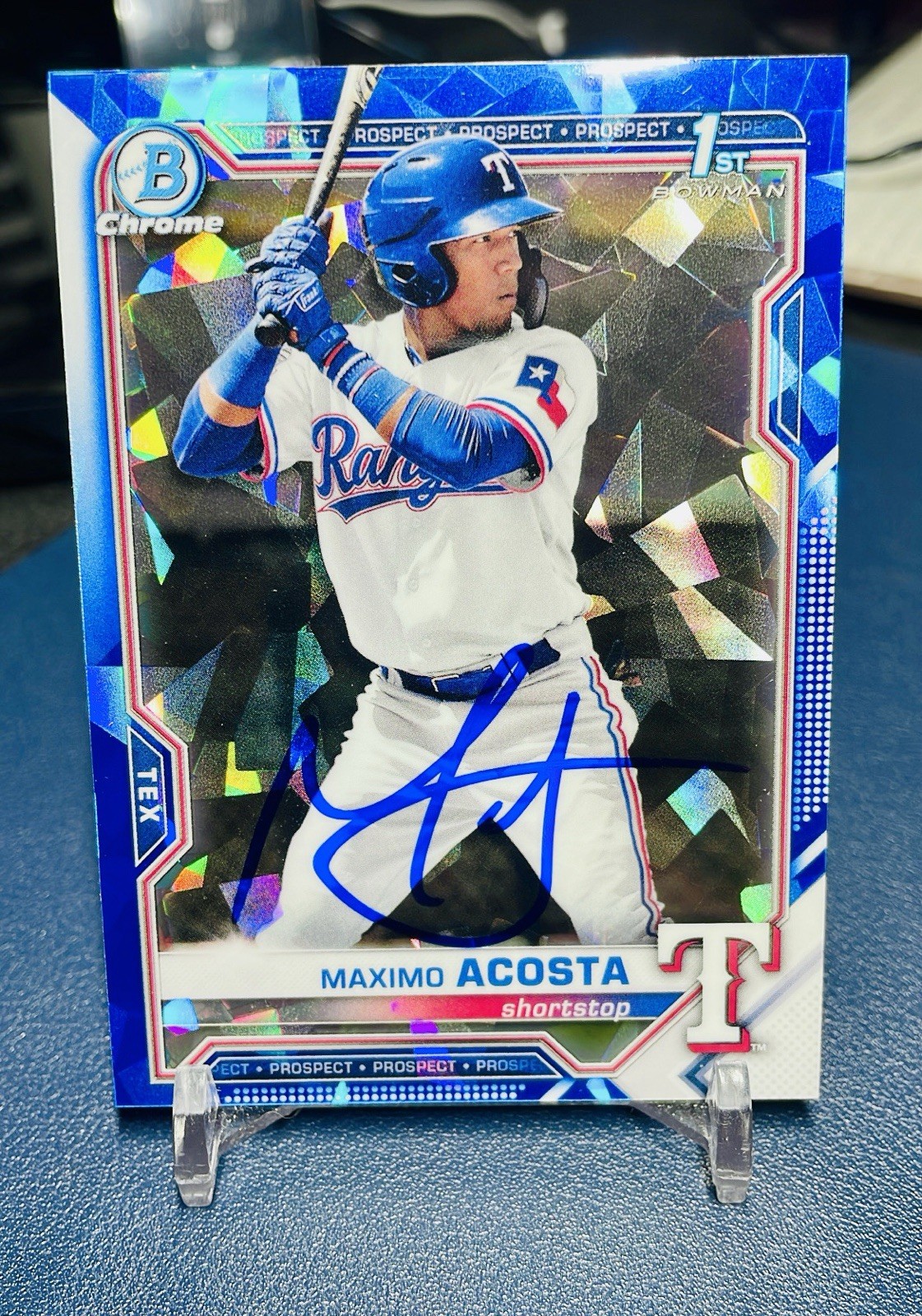 MAXIMO ACOSTA AUTO 1st 2021 Bowman Chrome Sapphire Autograph Refractor RC