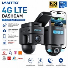 4G LTE Dual Dash Cam mit SIM-Karte Fern-Live-Ansicht Auto �berwachungskamera DE