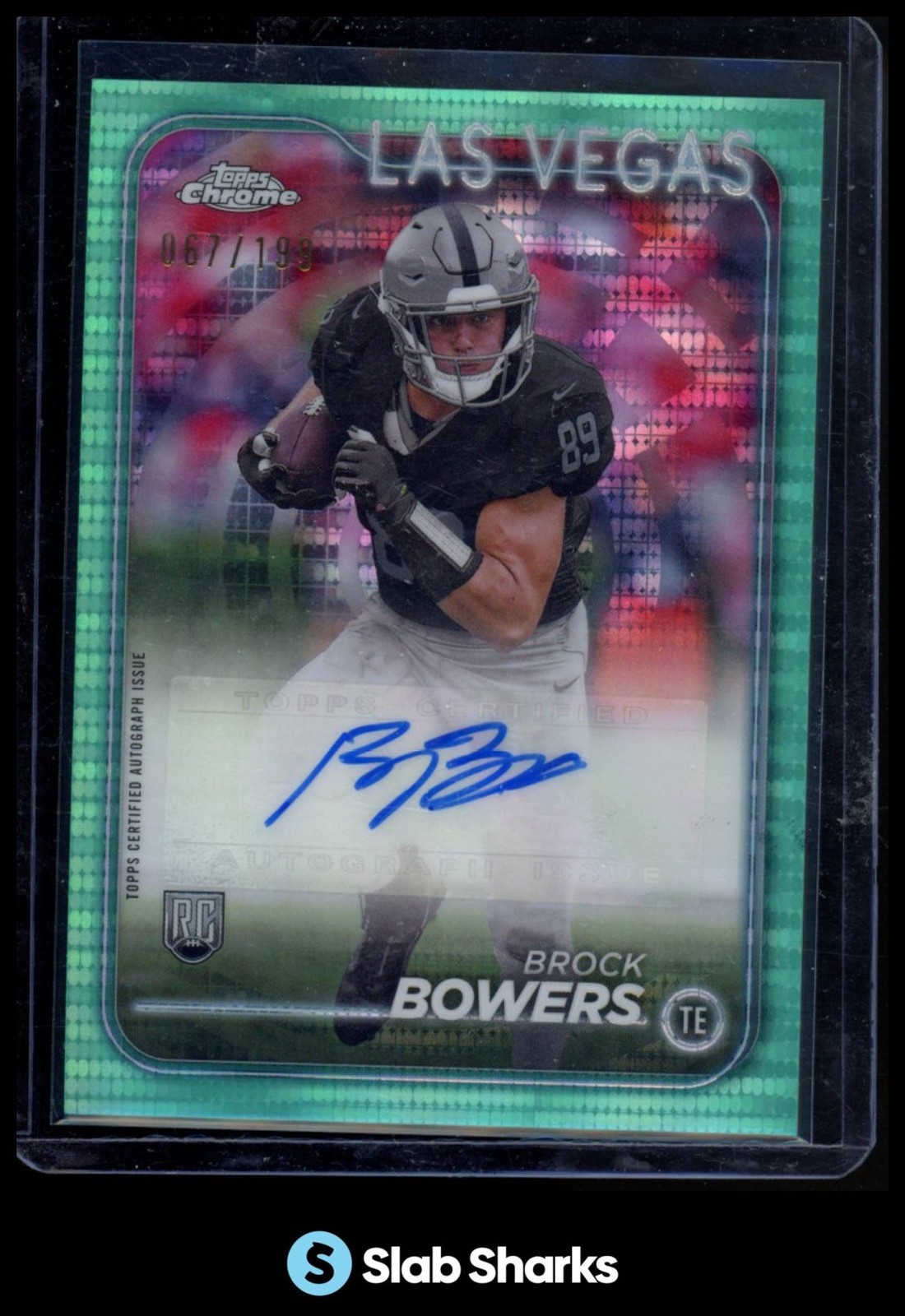 2024 TOPPS CHROME #RA-BBO BROCK BOWERS ROOKIE AUTO AQUA SONAR REFRACTOR RC /199