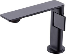 Single Handle 1 Hole Vanity Basin Faucet, Extra Long Spout, Matte Black