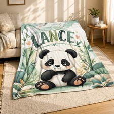 Personalized Baby Panda Cozy Throw Blanket Sweet Nursery Decor