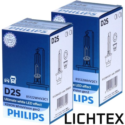 Philips D2S 85122WHV2 WhiteVision gen2 Xenon Headlight Lamp Genuine NEW BE