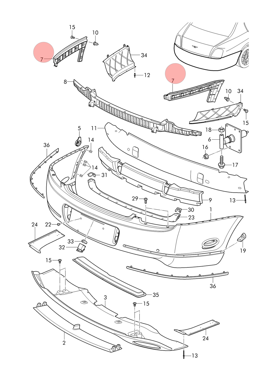 Bentley Continental Flying Spur 2009-2013 REAR+LEFT Bumper bracket