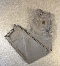 Carhartt Rugged Flex Relaxed Fit Canvas Work Pants Mens 36x34 Gray Distressed