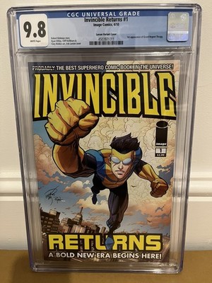 Invincible Returns 1 - CGC 9.8 WP, Key 1st Thragg, Larsen 1:25 Variant Cover 