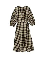 RRP£40 NEW Checked Wrap Dress Black in size: 8 regular, 12 regular