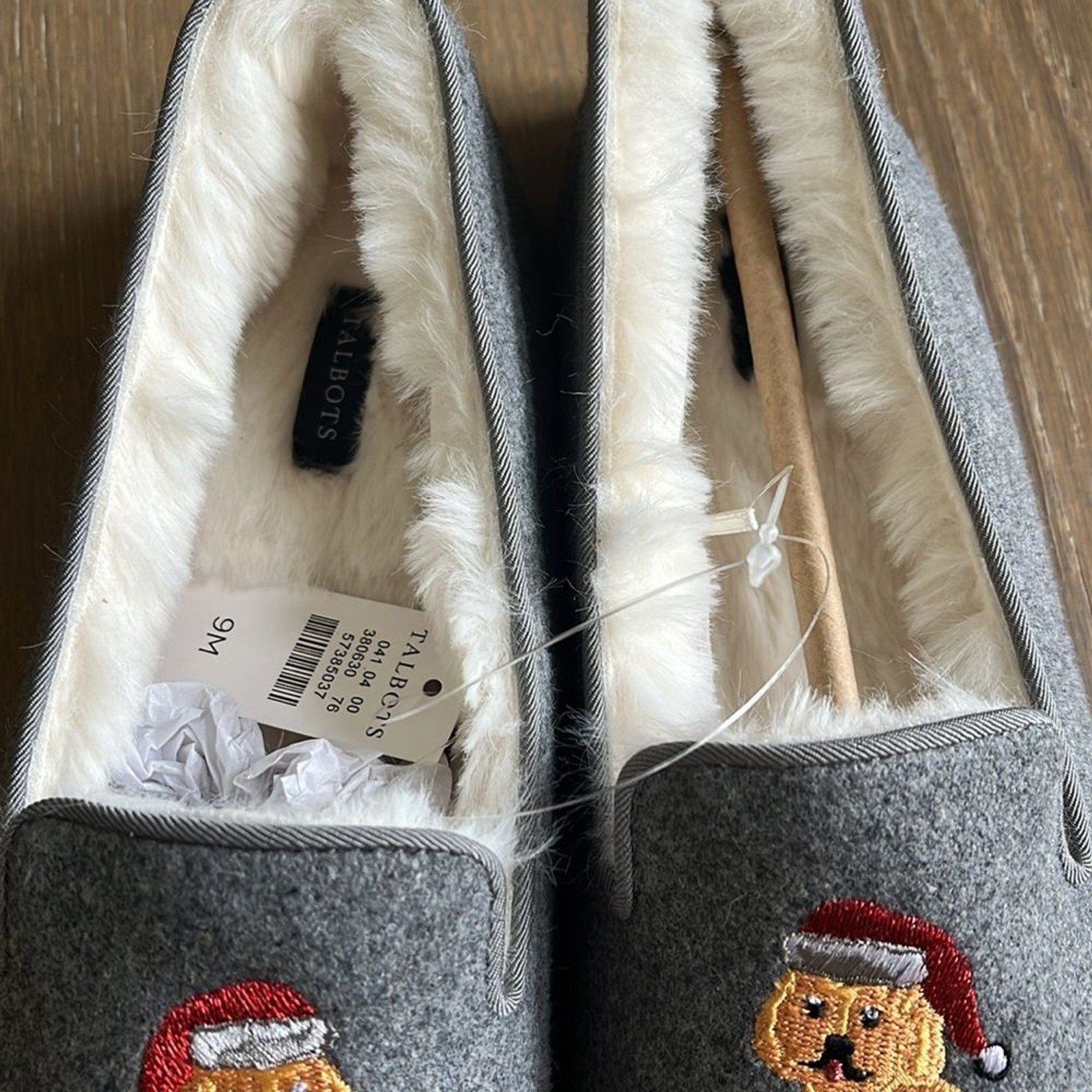 PANTOFOLA D’ORO Ciabatte Talbots Fireside ricamate Gol Retriever nuove con etichetta taglia 9