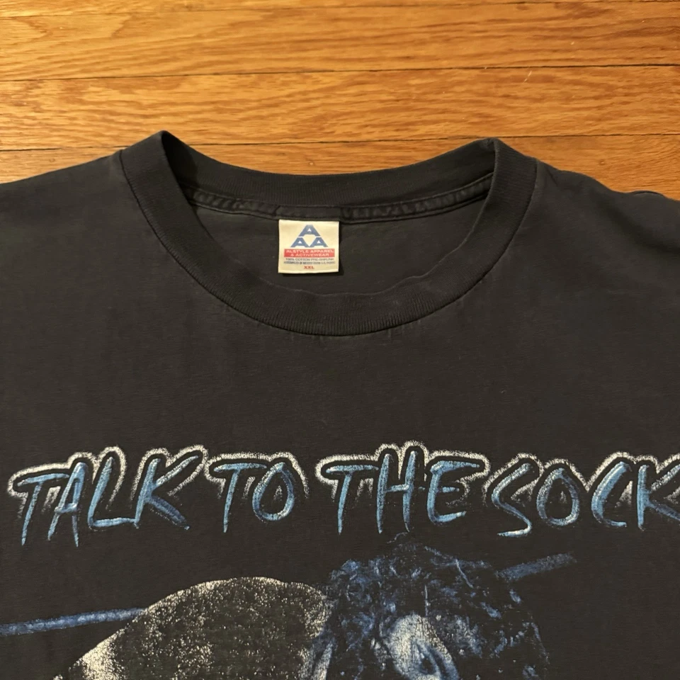 Camisa De Lucha De Colección Rara 1998 WWF WWE Talk To The Sock Humand Talla XXL 90s Rap Foto 3 de 4