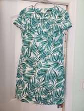 NWT Women's Tommy Hilfiger Wild Palm Grommet-Neck Green Shift DressSize 10