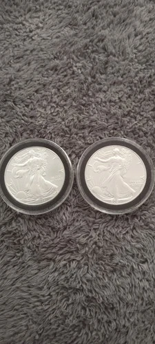 Lot of 2 American BU Silver Eagle Coins 2021 Type 1 & Type 2 One Year Only