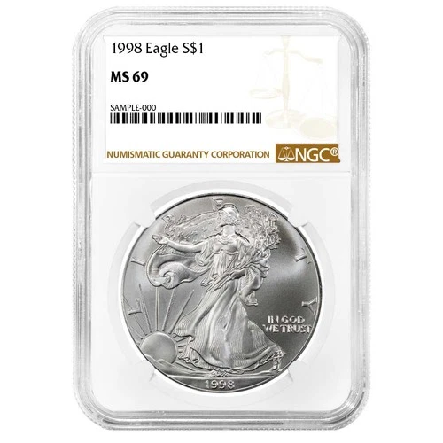 1998 $1 1-oz American Silver Eagle NGC MS69