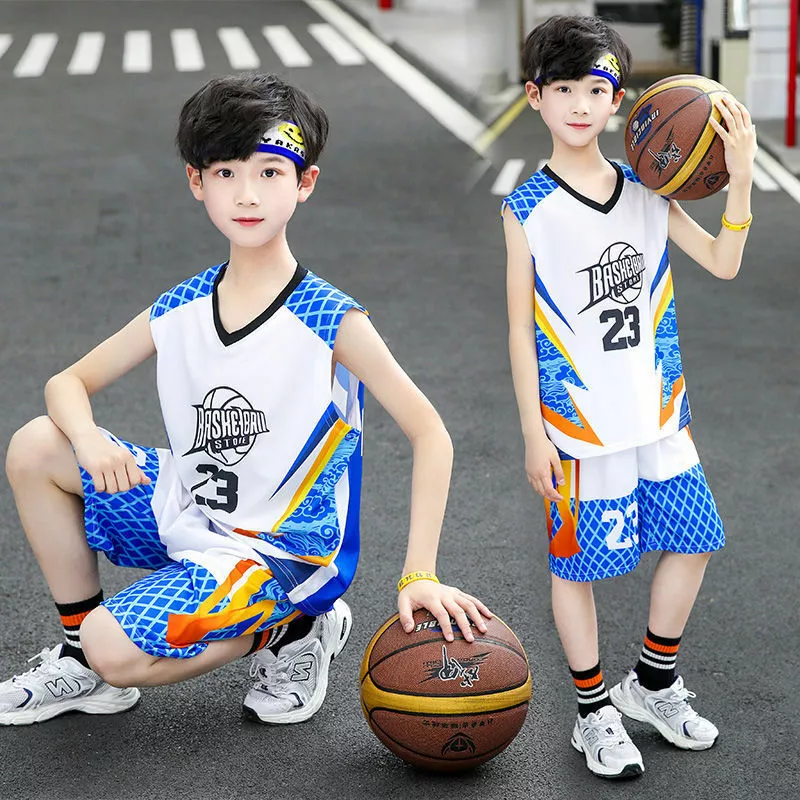 Summer Kids Baby Boys Girls Basketball Outfits Clothes Sport T-shirt+Shorts  Sets