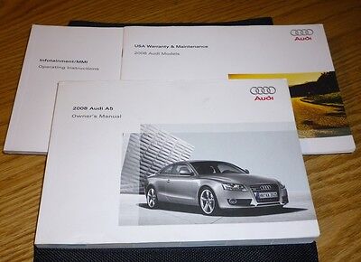 2008 AUDI A5 OWNERS MANUAL SET 08 w/case + INFOTAINMENT MMI NAVIGATION