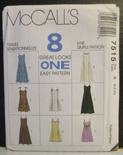 McCall's Pattern 7515 Misses Princess Dress 2 Lengths 8 Looks Size 6-8-10 Uncut