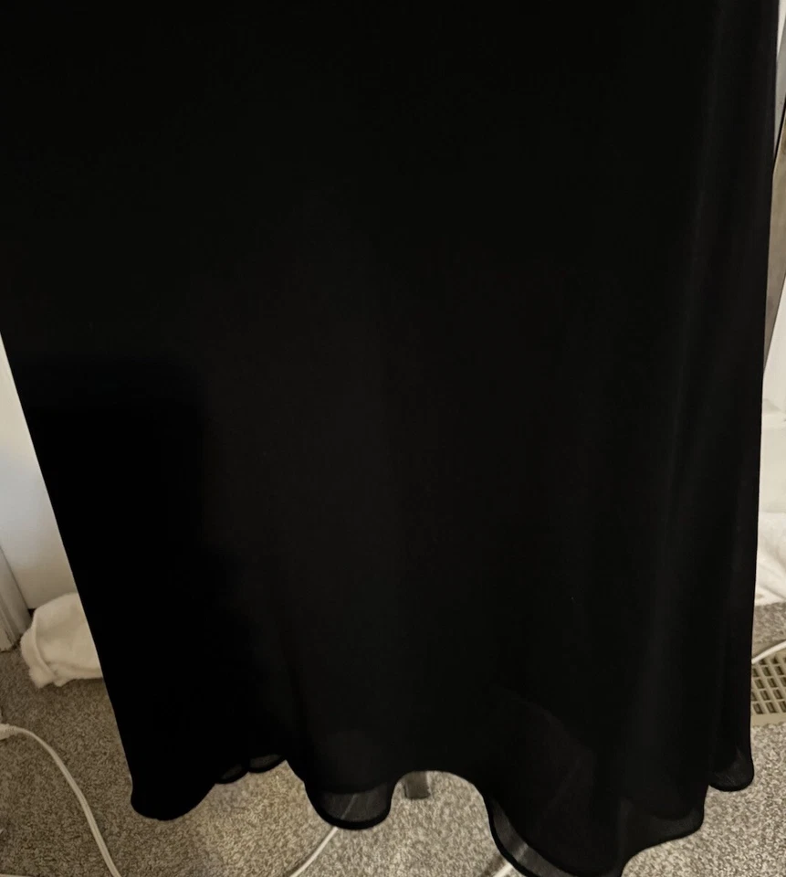 MSK USA Sheer Straight Skirt solid Black Elastic Waist Dress Wear Lined Knee L - Image 4 of 4