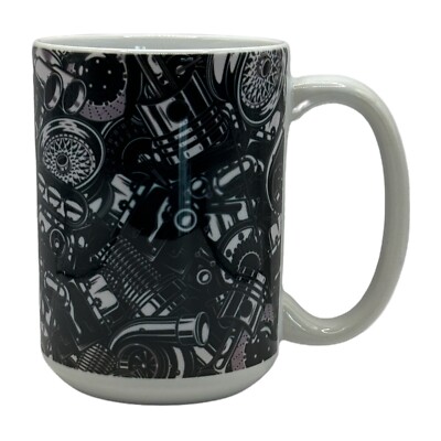CustomMade 15oz Ceramic Coffee Mug/Cup~Car~Engine~Tire Rim~Father s Day~Dad~Gift