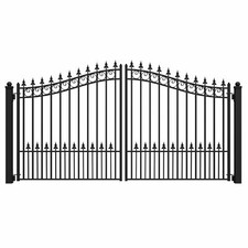 ALEKO Garden Yard Privacy Steel Dual Driveway Gate 12 ft Prague Style Black