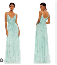MAC DUGGAL 10928 SEQUINED SLEEVELESS WRAP OVER A-LINE MINT GOWN sz 0