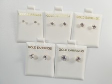 10K REAL SOLID YELLOW GOLD STUD SCREW POST PRONG SETTING BASKET EARRINGS