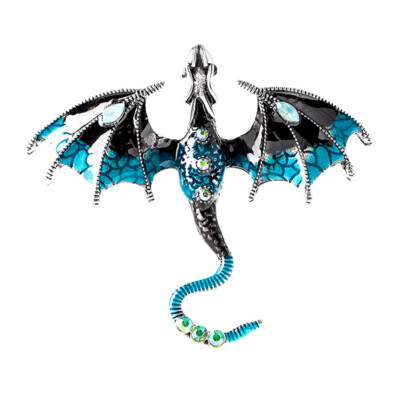 Vintage Dragon Men Women Brooch Rhinestone Flying Leg and Animal Pin Jewelry