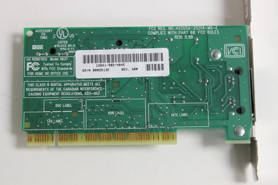DELL 2513E PCI 56K MODEM 3COM US ROBOTICS 3C0426297400-83010 1.012.0637-D - Image 2 of 3
