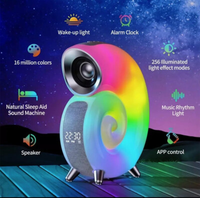 Music Light Colorful Conch Shell Alarm Clock Control Smart Wake-up ...