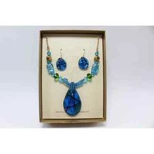 Erica Lyons Glass Bead Necklace & Earring Set #581298