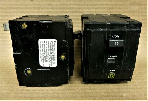 New Square D QO QO310 3 Pole 10 Amp 120/240 V Yellow Push In Circuit Breaker NNB - Picture 2 of 2