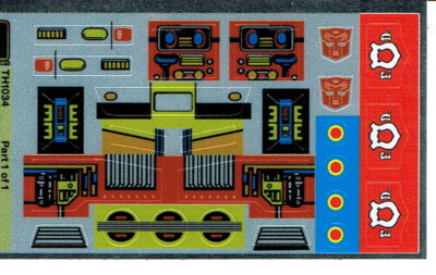 TRANSFORMERS GENERATION 1, G1 AUTOBOT INFERNO REPRO ETIKETTEN / AUFKLEBER