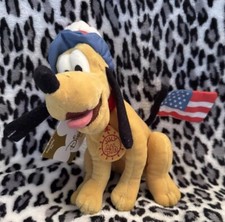 Disney Store 4th of July Pluto Mini Bean Bag Plush 8"